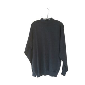 Galilei Charcoal Gray Mock Neck Machine Washable Merino Wool Sweater XXL